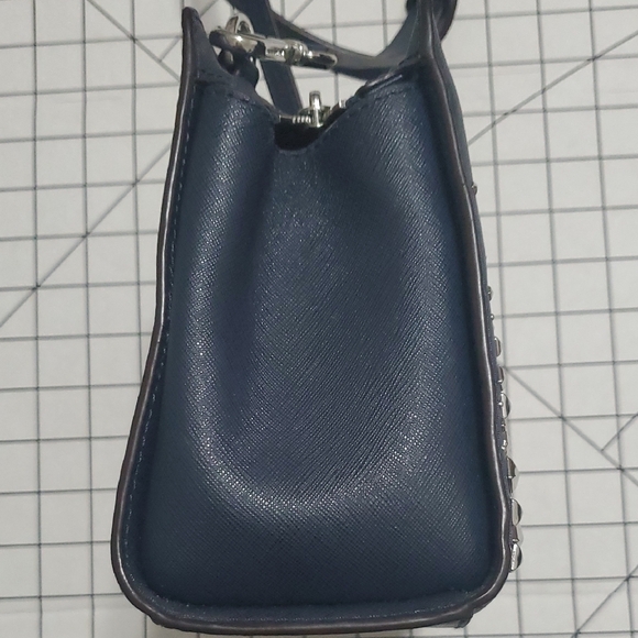 Michael Kors Dark Blue Crossbody Bag with Silver Accents - Picture 5 of 14